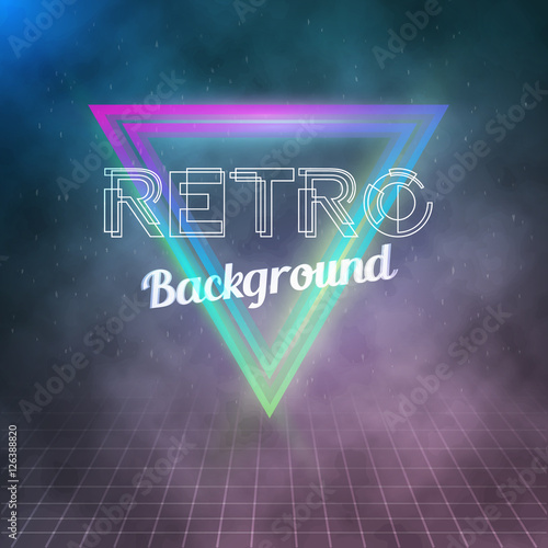 Music Abstract Poster Cover 1980s Style Background. Neon Retro D