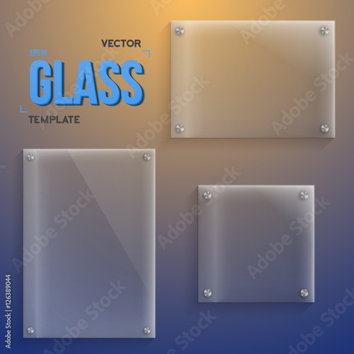 Transparent Vector Glass. Set of Realistic Vector Glass Frame Te