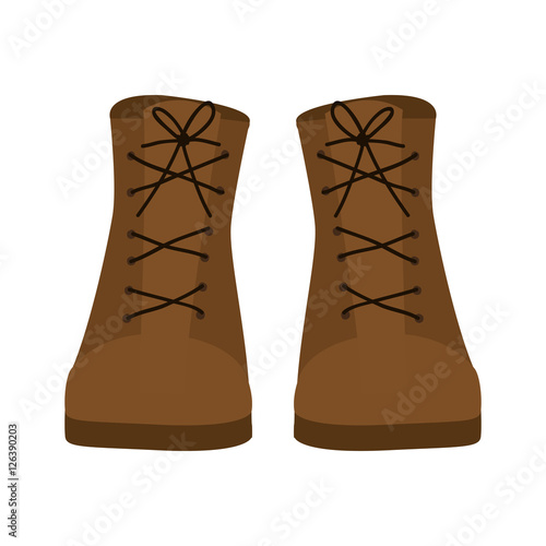 silhouette with boots brown leather vector illustration