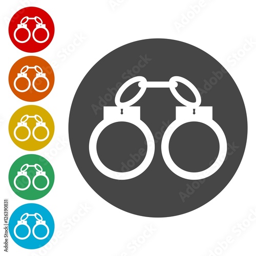 Handcuffs icons set 