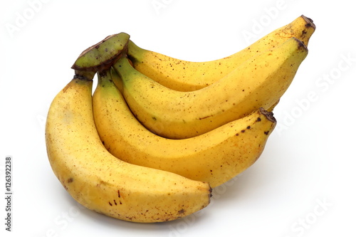 bananas with dark patches isolate on white background