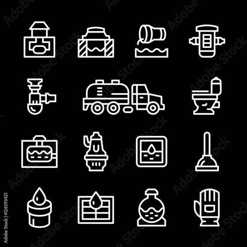 Set line icons of sewerage