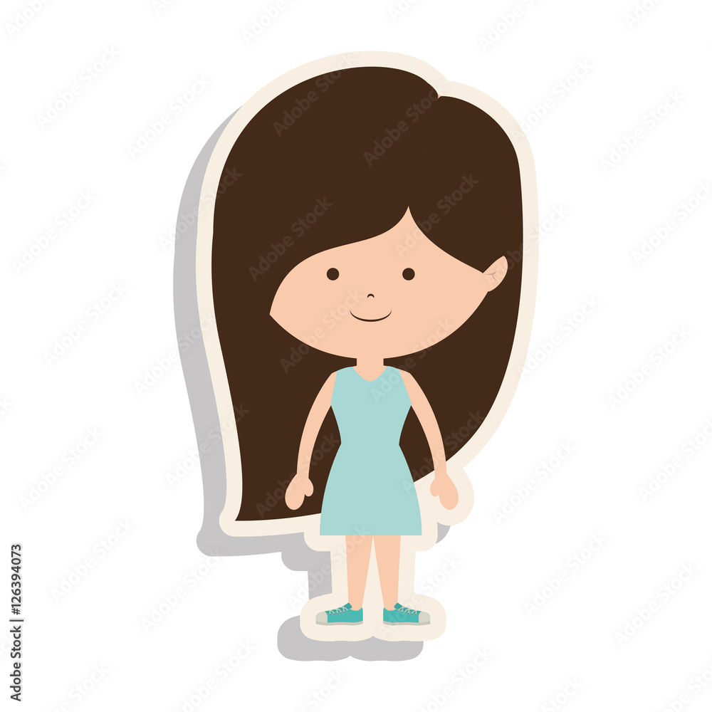 silhouette girl brown hair with dress and shadow vector illustration silhouette girl brown hair with dress and shadow vector illustration