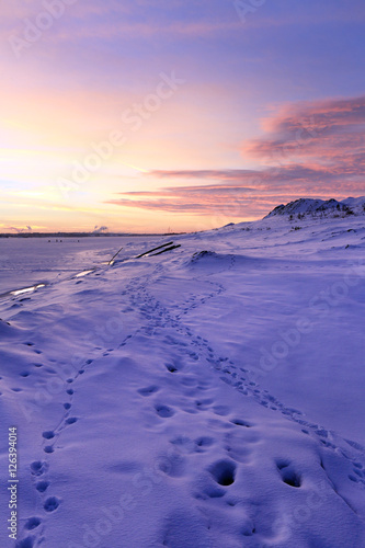 Sunset on the winter river