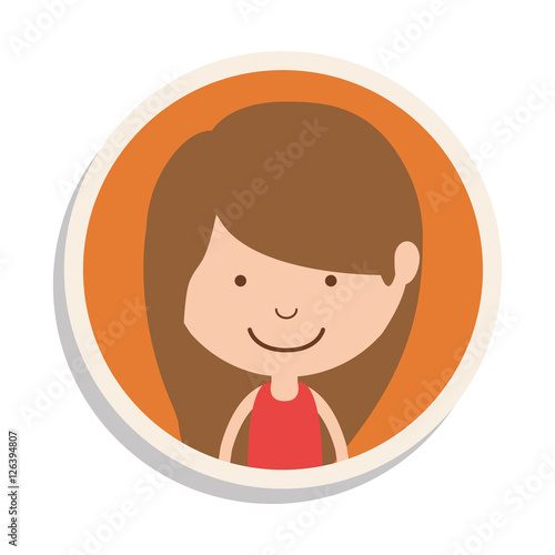 round frame and girl with brown hair vector illustration