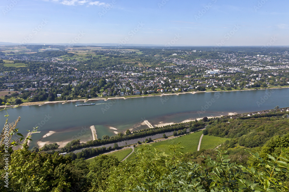 Panorama View from the Drachenburg, Rhine, Germany, Europe