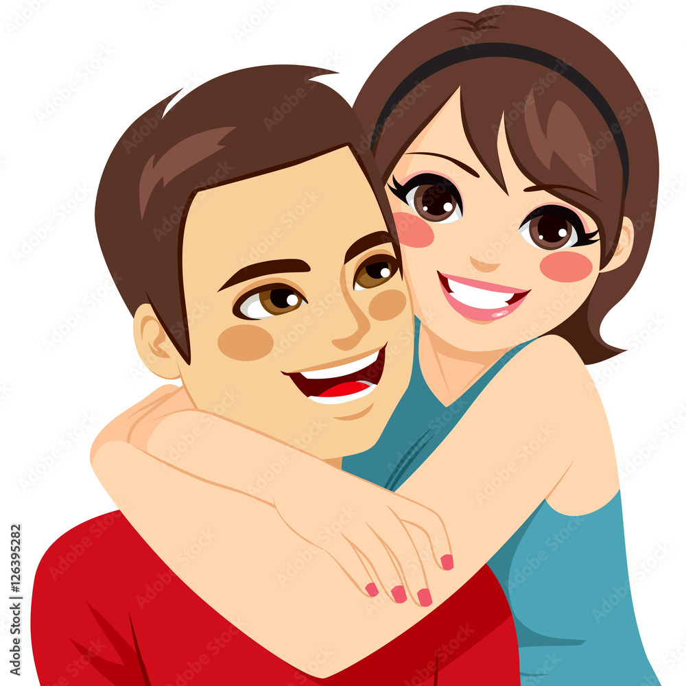 Cute young happy couple in love embracing Cute young happy couple in love embracing
