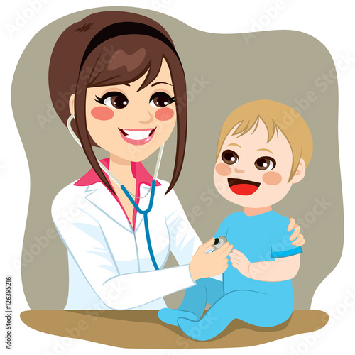 Pediatrician doctor examining baby boy on a visit
