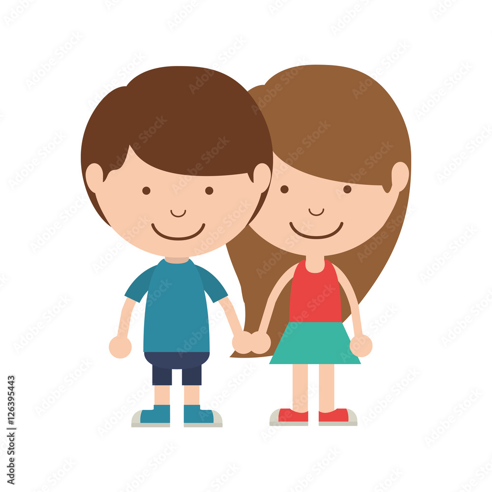 couple of children taken from the hand vector illustration
