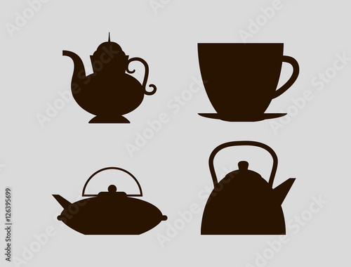 Cups and jugs silhouettes icon vector illustration graphic design