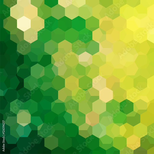 Abstract background consisting of yellow, green hexagons. Geometric design for business presentations or web template banner flyer. Vector illustration
