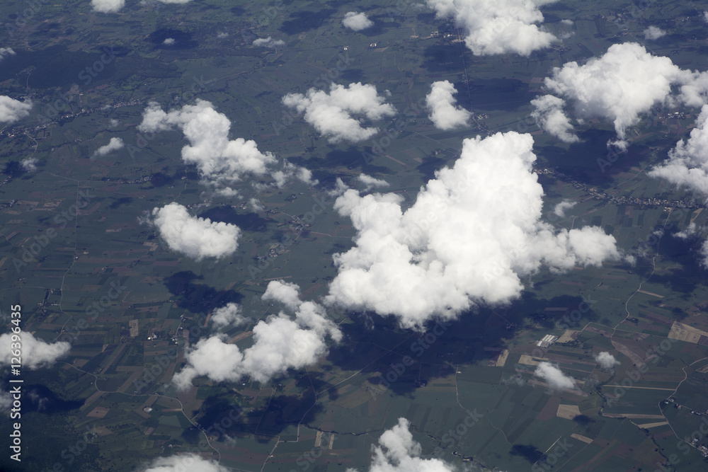 Fototapeta premium Top view of landscape shot from airplane window .