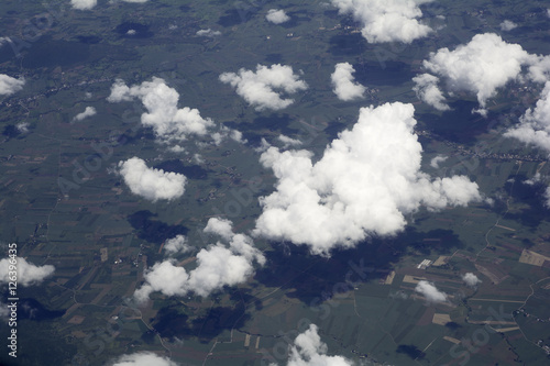 Top view of landscape shot from  airplane window .