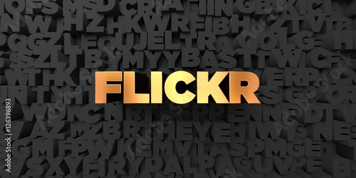 Flickr - Gold text on black background - 3D rendered royalty free stock picture. This image can be used for an online website banner ad or a print postcard. photo