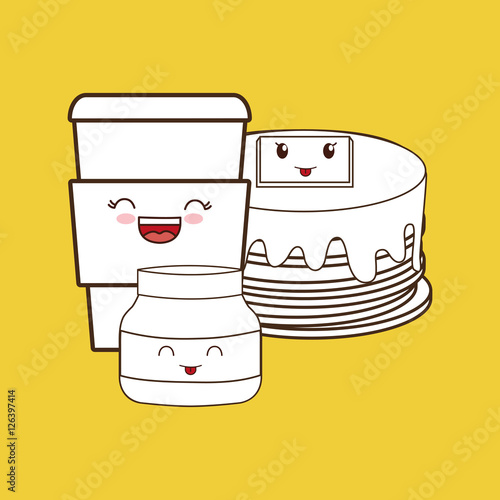 coffee pancakes chocolate bottle cartoon