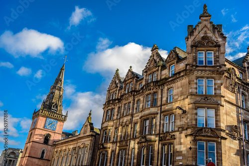 Beautiful Glasgow architecture - impressive buildings in city center on a bright sunny day