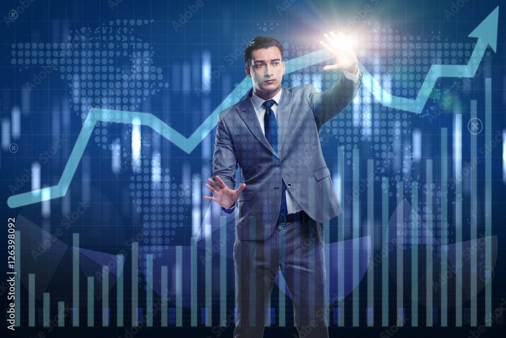 Man in stock trading business concept