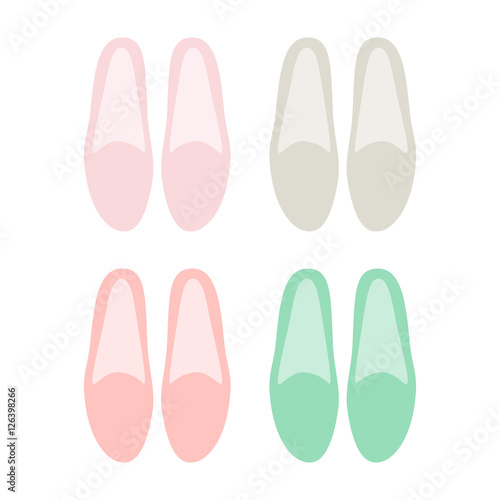 Woman flat shoes. Simple and minimalistic. Flat design style. Vector illustration.