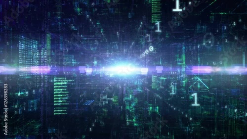 4K Cybernetic brain. Zooming through eye. 