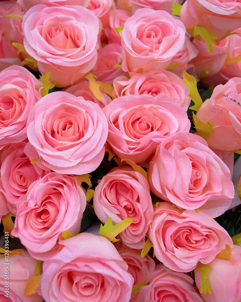 pink fake roses, floral background pink fake roses, floral background