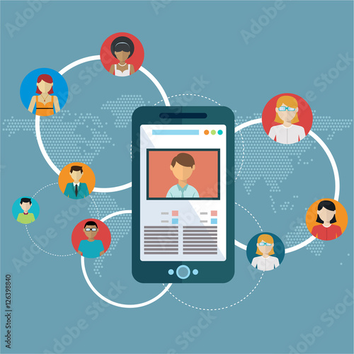 Social network, people connecting all over the world