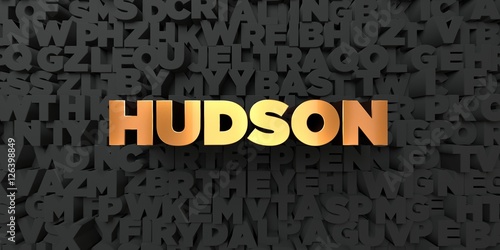 Canvas-taulu Hudson - Gold text on black background - 3D rendered royalty free stock picture
