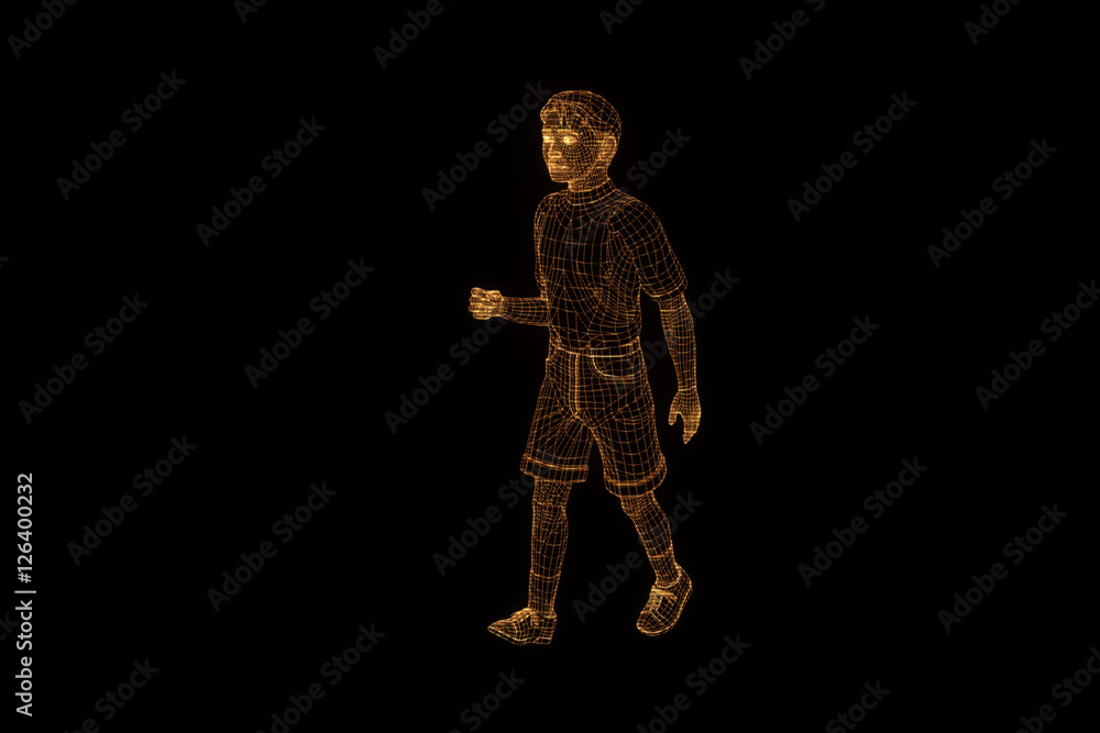 Human Wireframe Hologram in Motion. Nice 3D Rendering
Human Wireframe Hologram in Motion. Nice 3D Rendering