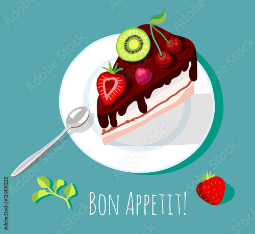 Cake on blue background