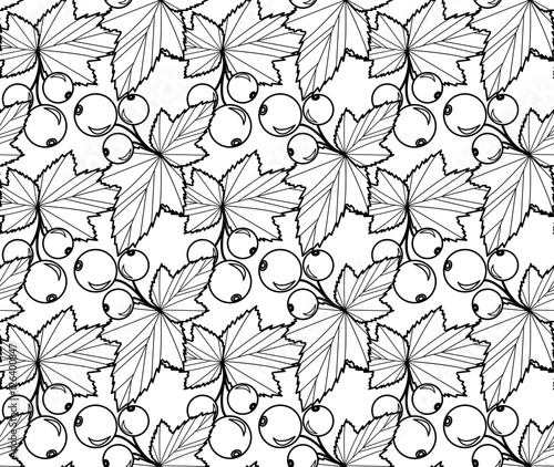 Currants doodle style seamless pattern. Currants line seamless pattern. Currants coloring, anti-stress. Currants, Berry texture, background. Vector illustration
