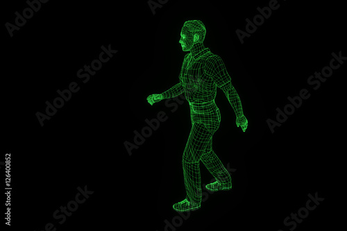 Human Wireframe Hologram in Motion. Nice 3D Rendering   © bombastic80