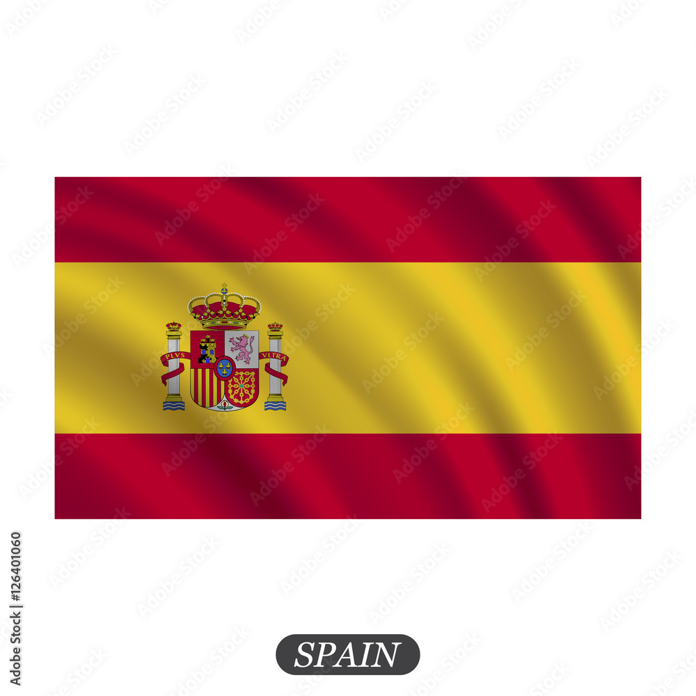 Waving Spain flag on a white background. Vector illustration Waving Spain flag on a white background. Vector illustration
