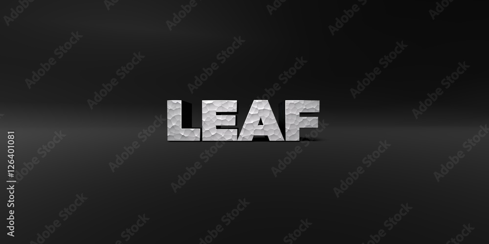 LEAF - hammered metal finish text on black studio - 3D rendered royalty free stock photo. This image can be used for an online website banner ad or a print postcard. LEAF - hammered metal finish text on black studio - 3D rendered royalty free stock photo. This image can be used for an online website banner ad or a print postcard.