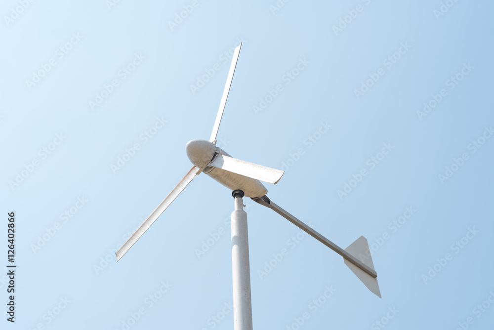 Wind energy turbine power station on clear blue sky Wind energy turbine power station on clear blue sky