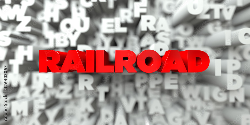 RAILROAD - Red text on typography background - 3D rendered royalty free stock image. This image can be used for an online website banner ad or a print postcard. RAILROAD - Red text on typography background - 3D rendered royalty free stock image. This image can be used for an online website banner ad or a print postcard.