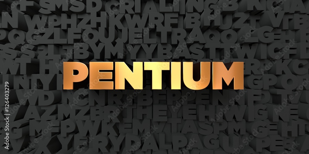 Pentium - Gold text on black background - 3D rendered royalty free stock picture. This image can be used for an online website banner ad or a print postcard. Pentium - Gold text on black background - 3D rendered royalty free stock picture. This image can be used for an online website banner ad or a print postcard.