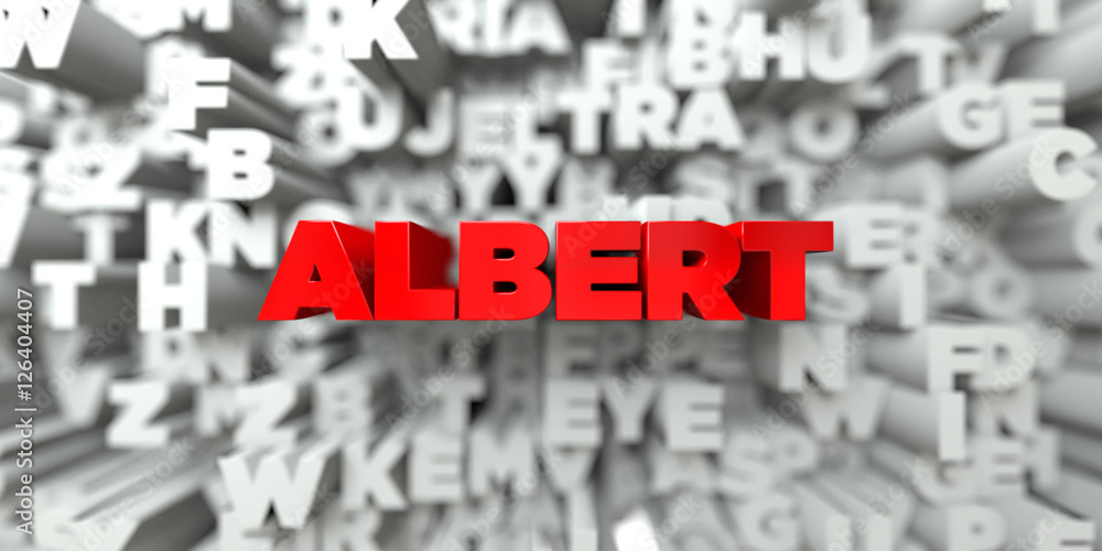 ALBERT - Red text on typography background - 3D rendered royalty free stock image. This image can be used for an online website banner ad or a print postcard. ALBERT - Red text on typography background - 3D rendered royalty free stock image. This image can be used for an online website banner ad or a print postcard.