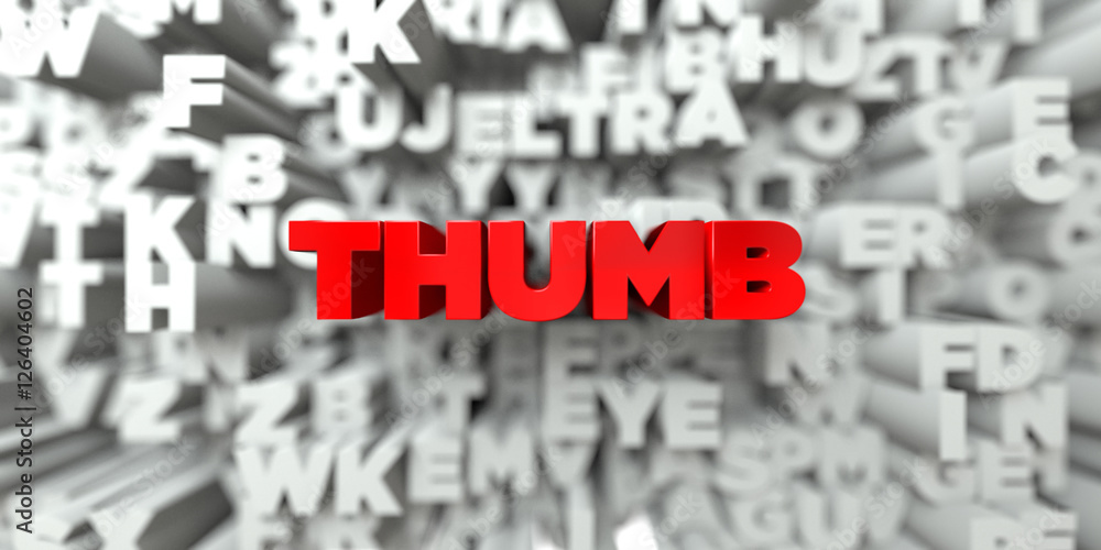 THUMB - Red text on typography background - 3D rendered royalty free stock image. This image can be used for an online website banner ad or a print postcard. THUMB - Red text on typography background - 3D rendered royalty free stock image. This image can be used for an online website banner ad or a print postcard.