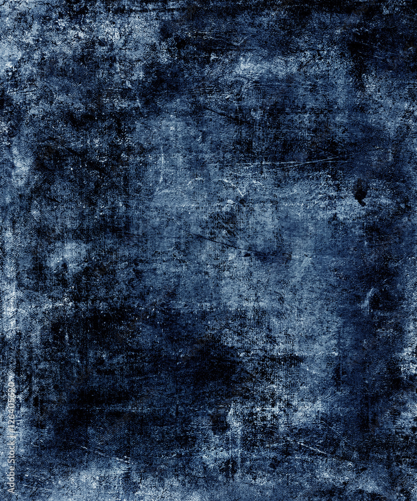 Obraz premium Scratched Grunge Blue Texture Background, Scary Wall