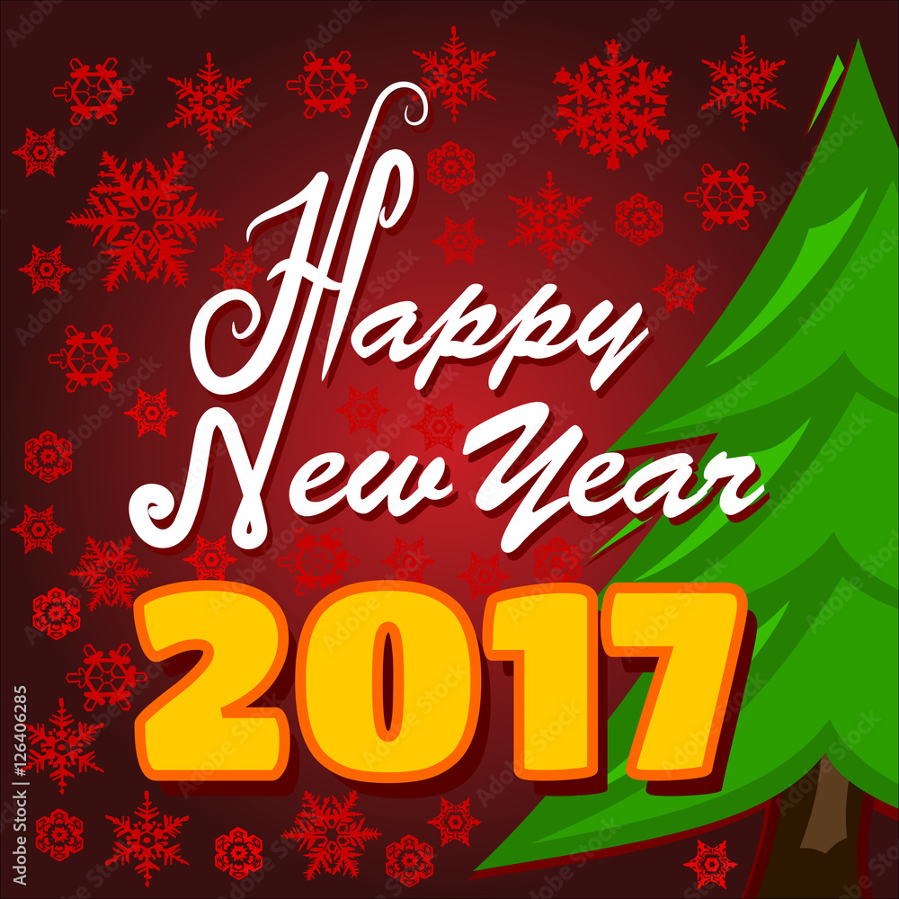 Happy New Year Greeting Card. Lettering design