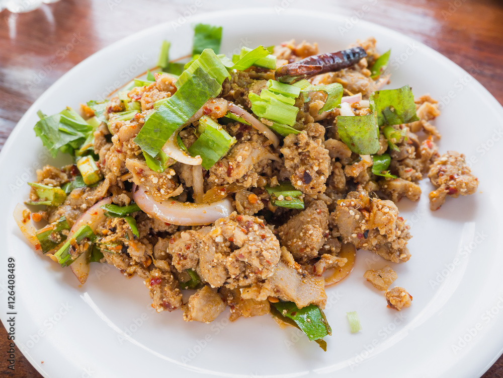 duck mince with spicy taste, Thai food (Larb ped) duck mince with spicy taste, Thai food (Larb ped)