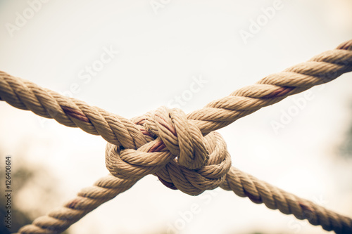 Close up Coil of rope with nature background.