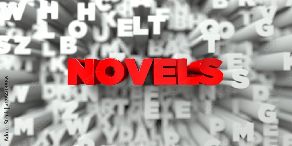 NOVELS - Red text on typography background - 3D rendered royalty free stock image. This image can be used for an online website banner ad or a print postcard. NOVELS - Red text on typography background - 3D rendered royalty free stock image. This image can be used for an online website banner ad or a print postcard.