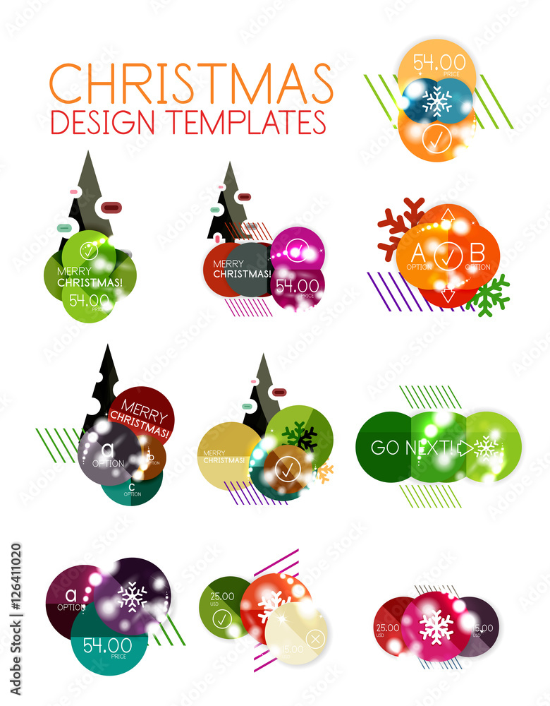 Christmas and New Year sale sticker templates