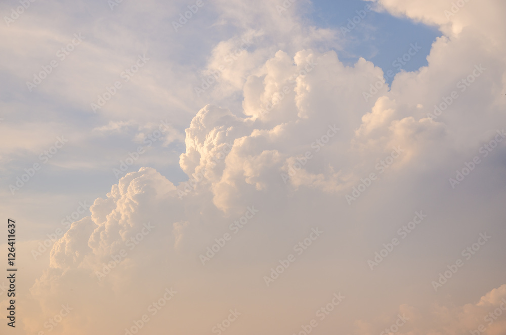 volumetric clouds at sunset