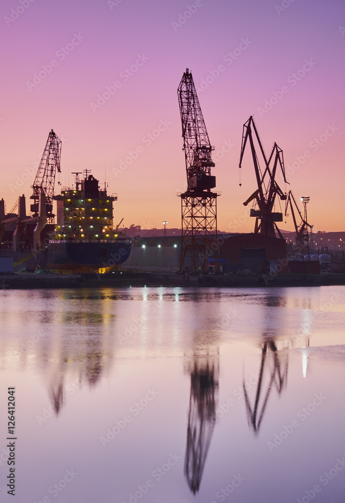 Fototapeta premium Shipyard at dusk