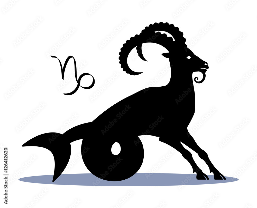 Sign Capricorn Zodiac Horoscope, Illustration, Silhouette of Horned Goat with a Fish Tail., Symbol of the month January. Icon Capricorn. Vector, isolated on background. Stock Vector | Adobe Stock Sign Capricorn Zodiac Horoscope, Illustration, Silhouette of Horned Goat with a Fish Tail., Symbol of the month January. Icon Capricorn. Vector, isolated on background. Stock Vector | Adobe Stock