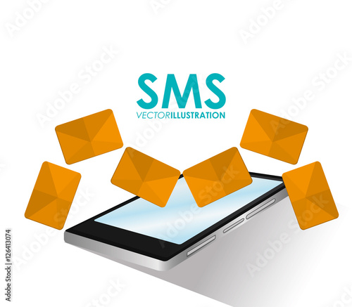 Smartphone and sms icon. Email message marketing media and communication theme. Isolated design. Vector illustration