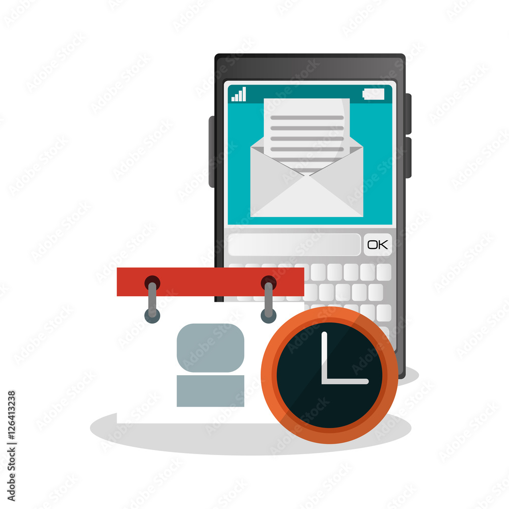 Smartphonecalendar and sms icon. Email message marketing media and communication theme. Isolated design. Vector illustration Smartphonecalendar and sms icon. Email message marketing media and communication theme. Isolated design. Vector illustration