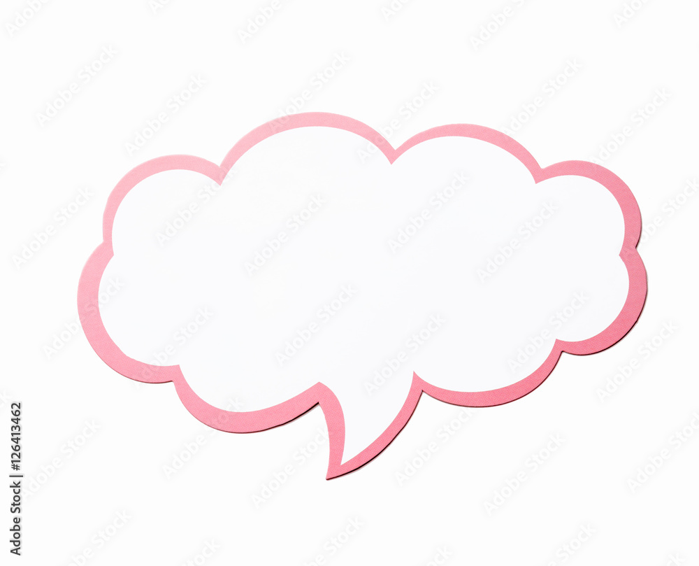 Speech bubble as a cloud with pink border isolated on white background. Copy space Speech bubble as a cloud with pink border isolated on white background. Copy space
