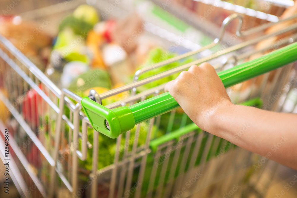 Woman with shopping cart.